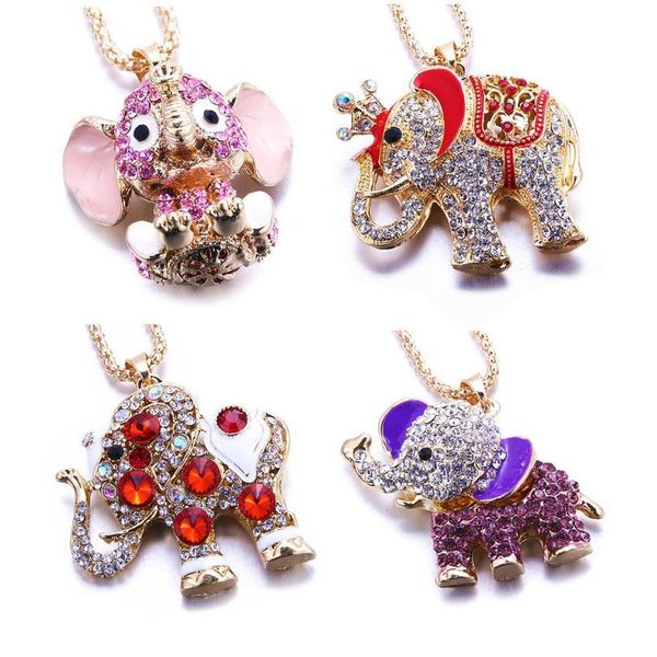 

wholesale necklace elephant owl peacock tortoise pendant gold women sweater chain crystal long necklaces & pendants bbyzgk, Silver