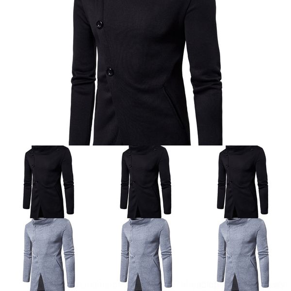 

rnzpx european casual fashion casual personalized slant placket european w22 men's fashion men's personalized slant placket button, Black