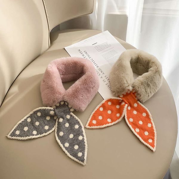 

men's women's children's cartoon warm scarf imitation rabbit false collar autumn and winter baby's neck, Red;brown