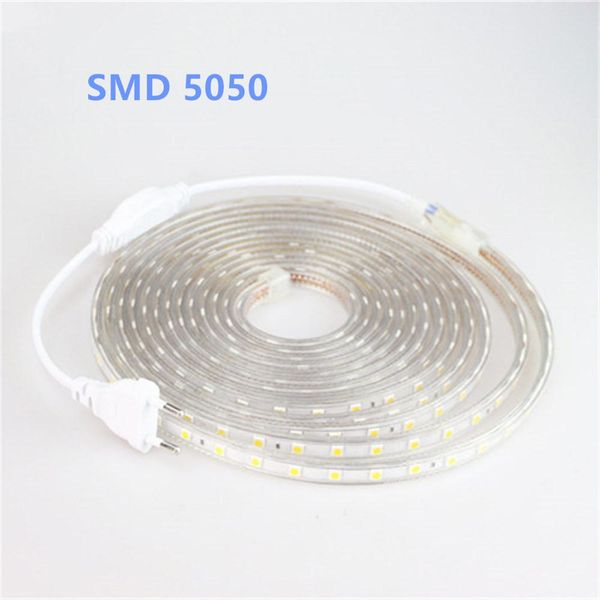 

smd 5050 ac220v светодиодные ленты гибкие светодиодные 60leds m водонепроницаемый led ленты светодиодные с power plug 1м 2м 5м 6м 8м 9м 10м