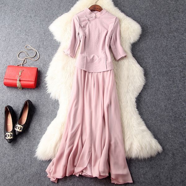 

autumn women's new stand collar up button button + two piece set t6479 exrkp, Gray