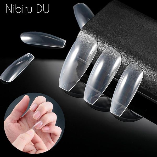 

acrylic clear french artificial false nails display tips guide capsule stiletto full cover fake nails tips, Red;gold