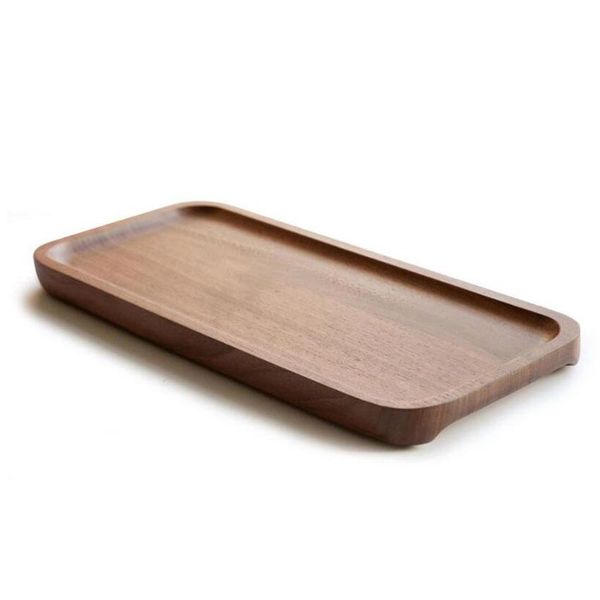 

new wooden dishes tray rectangular black walnut sushi snack plate with handle solid wood plates wmtiyp sports2010