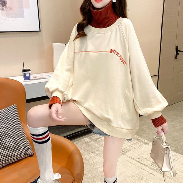 

anht4 fashion cotton large size style women's sweater sweater mq9u korean new 2020 mid-length half-height collar ins fashion mq9un wo, Black