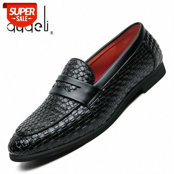

large size 38-48 tassel plaid men's loafers weaving comfortable soft leather shoes 2019 fashion sapato masculino zapatos hombre #do4s, Black