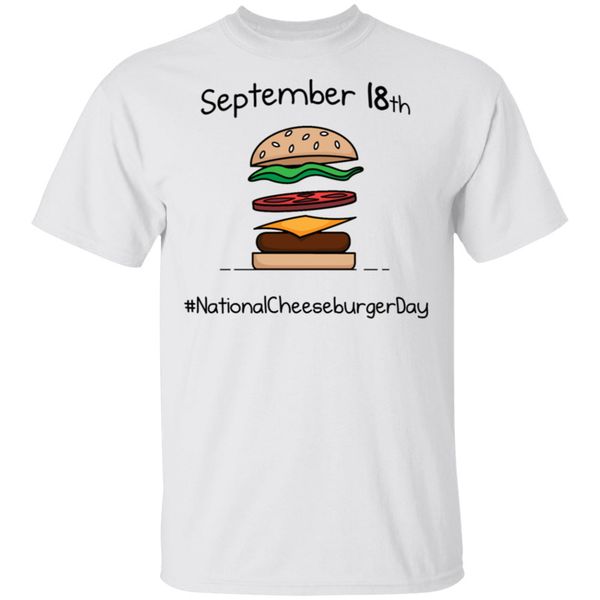 

happy national cheeseburger day september 18th t-shirt white-grey for men-women retro o neck tee shirt sport hooded sweatshirt hoodie
