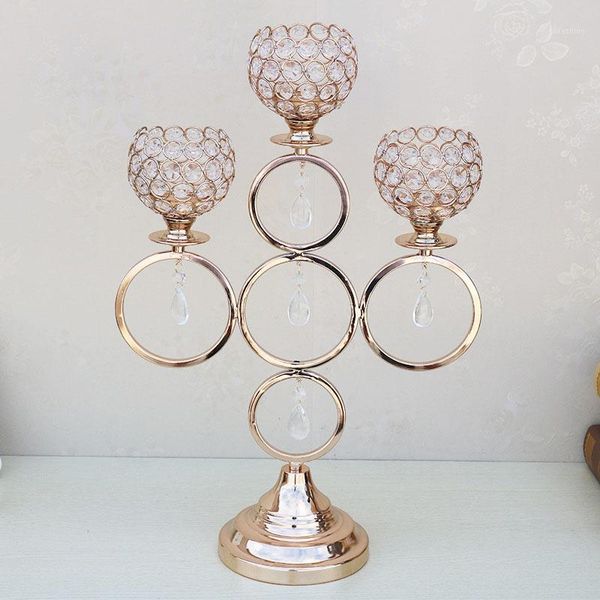 

2 pcs/lot table candle holders plating metal candlestick geometric round romantic candle holders for wedding dinner decor zzt0291