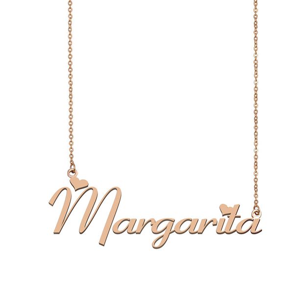 

margarita name necklace pendant custom personalized for women girls children friends mothers gifts 18k gold plated stainless steel, Silver