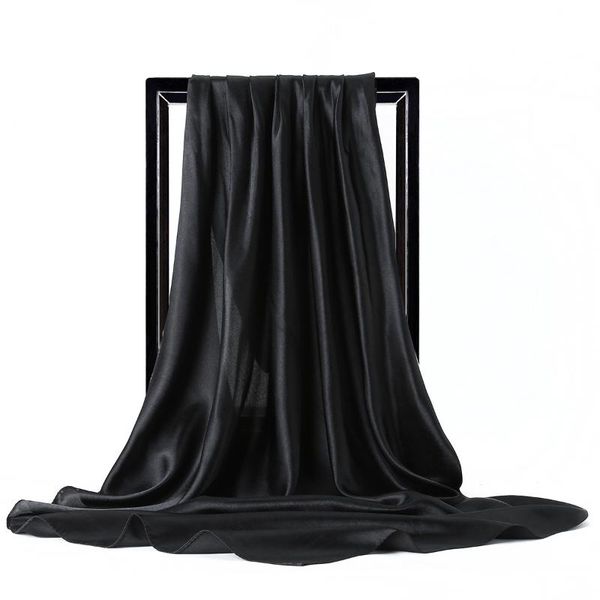 

scarves 90*90cm fashion hijab for women solid color bandana head scarf female square shawls wraps neck scarfs ladies black, Blue;gray