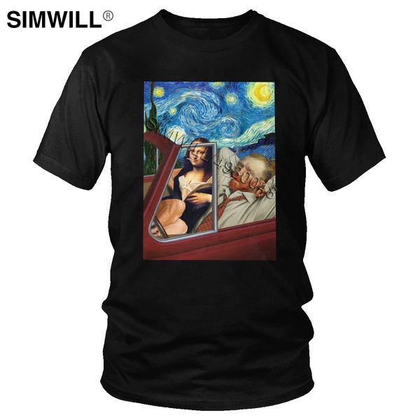 

funny mona lisa starry night streetwear short sleeves oversized retro graphic tee merchandise hooded sweatshirt hoodie men t shirt