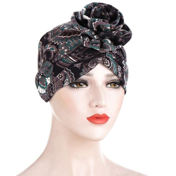 

beanie/skull caps trendy printed hijab arab wrap women head scarf turban bonnet bohemian ethnic inner hijabs for cap muslim headdress, Blue;gray