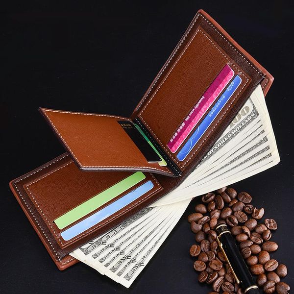 

men's short pu leather wallet authentic korean male multi-function wallet multi-function loose-leaf student coin purse, Red;black