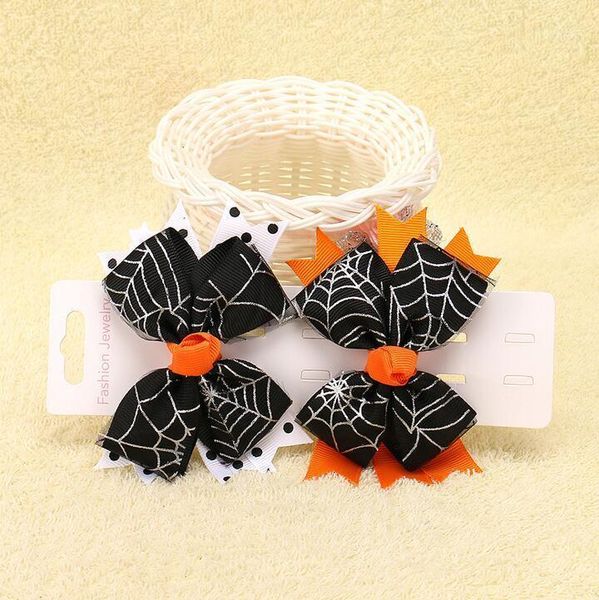 

hair accessories 25pcs/lot spiderweb halloween bow1, Slivery;white
