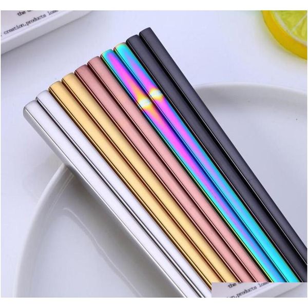 

pure color chopsticks stainless steel chopsticks simple style candy color tableware l dinnerware 5 colors wy418q
