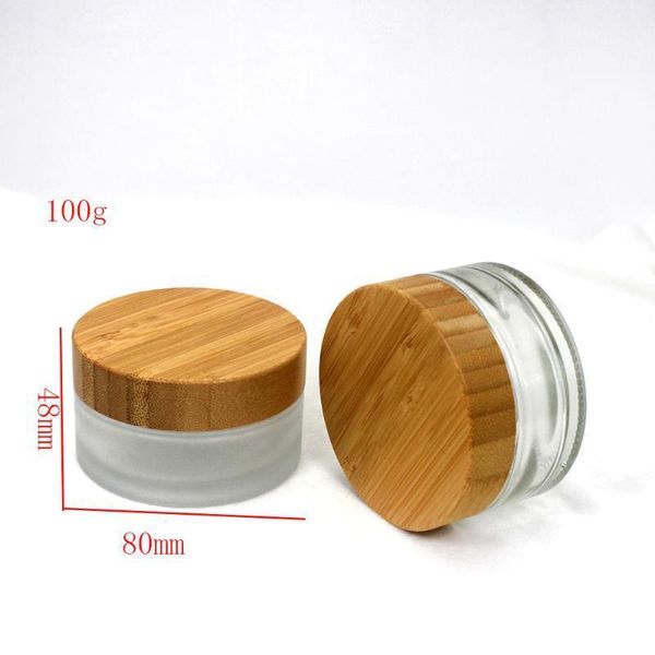 

storage bottles & jars 100g wood grain bamboo lid glass cream jar cosmetic packaging container customizable label1