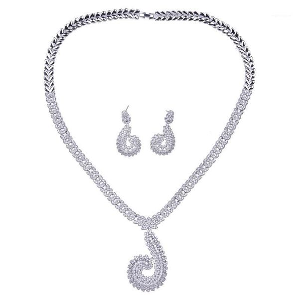 

bettyue wedding party choice eye-catching appearance full of cubic zircon necklace and earring fashion jewelry set women gift1, Silver
