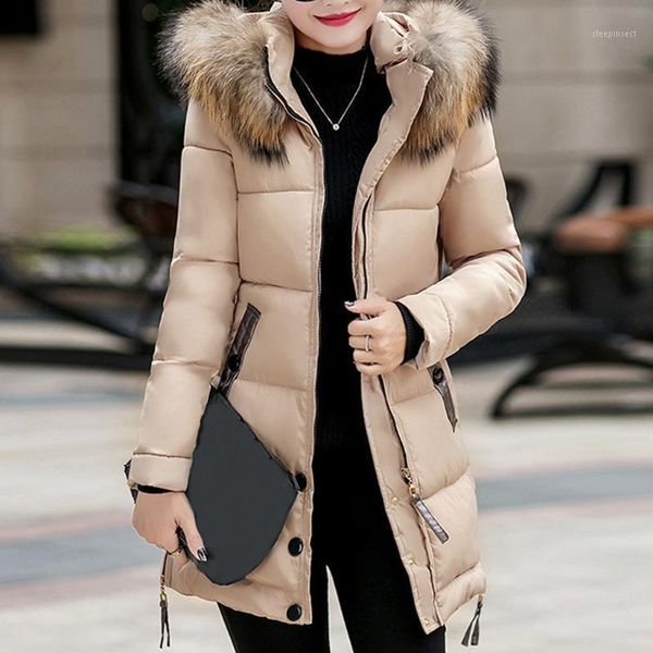 

winter female long jacket 2020 winter coat women fake fur collar parkas woman plus size 4xl down jacket women1, Black