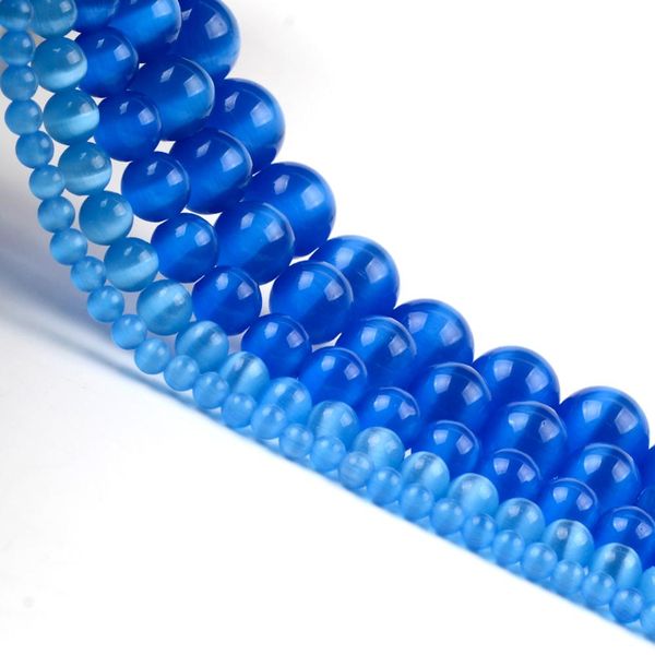 

wholesale natural lake blue cat eye stone round loose spacer beads for jewelry making 6/8/10/12mm diy bracelet handmade necklace