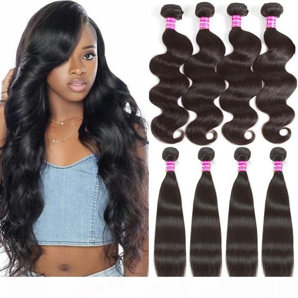 

10a mink brazilian virgin hair 100g pcs body wave weave bundles 100% unprocessed straight human hair bundles drop shipping hair extensions, Black