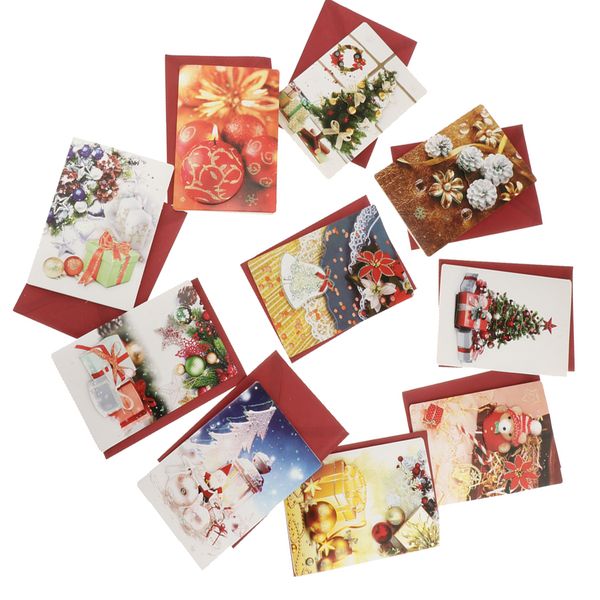 

10 sets merry christmas invitation card with envelopes wishing card favors