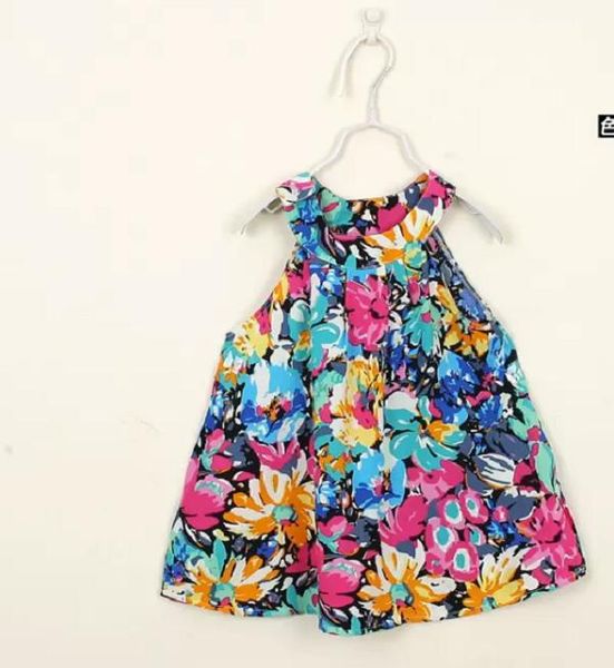 

21 colors flower printed dress summer for baby girls vest cotton summer dresss floral print cotton summer sleeveless, Red;yellow