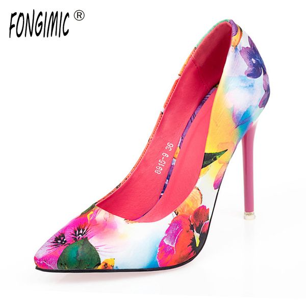 

women high heels shoes satin new thin high heels printing flowers classic pointed toe women pumps women shoes y200702, Black