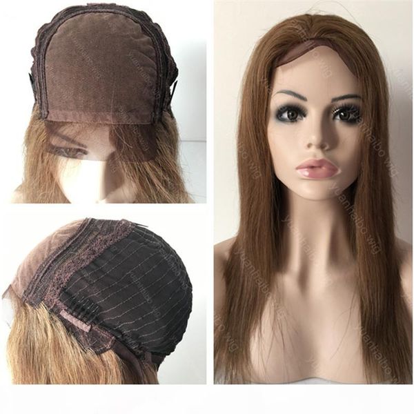 

new arrival color 6 silk straight indian remy hair 4 by 4 silk lace front wig ing, Black;brown