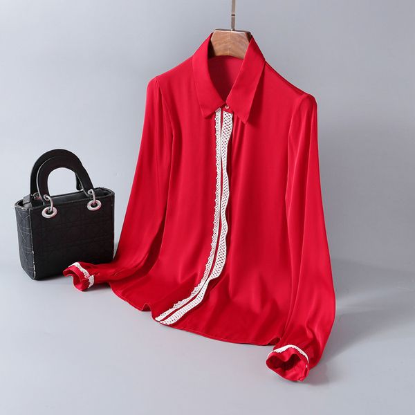 

2020 silk new shirt breasted fashion european and cardigan female spring temperament xqn0, White