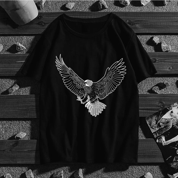 

eagle tattoo korean style t-shirt men summer short sleeves t shirt tees short sleeve men sport hooded sweatshirt hoodie
