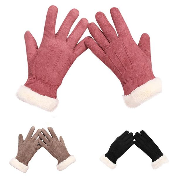 

ski gloves ladies winter waterproof non-slip elastic cuffs warm soft lining women's plush decorative #40