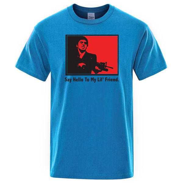 

scarface say hello to my lil friend summer casual o neck streetwear hip hop short sleeve sport hooded sweatshirt hoodie men t shirt