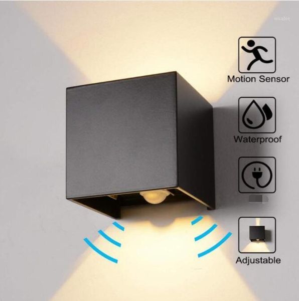 

modern wall lamp outdoor & indoor waterpreet led radar sensor light adjustable angle garden alluminum decoreren 12w arts1