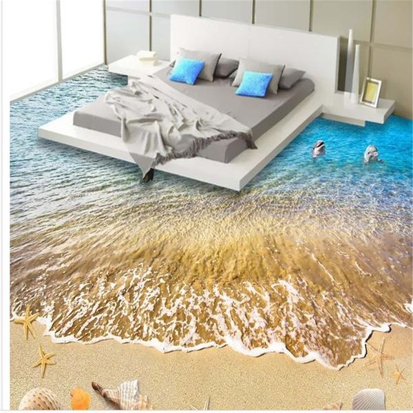 

custom 3d floors beautiful scenery wallpapers beach floor pvc self-adhesive wallpaper
