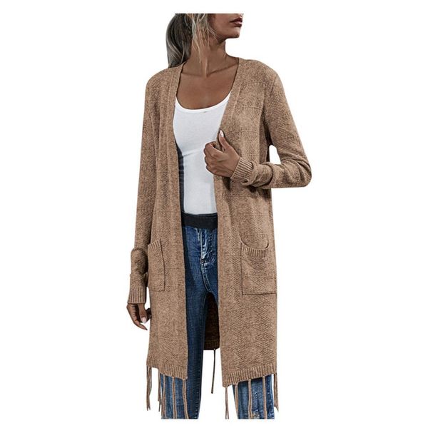 

2020 женщины кардиган свитер сплошной кисточкой с длинным рукавом кардиган пальто карманный chaquea punto mujer gilet femme manche longue hi, White;black