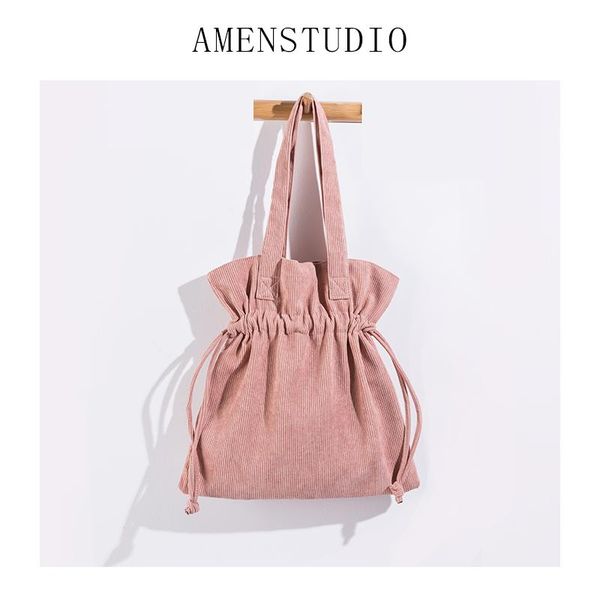 

mabula вельвет drawstring сумка осень экологичный повседневная продуктовые сумки на ремне большие сумки хранения магазины и кошелек