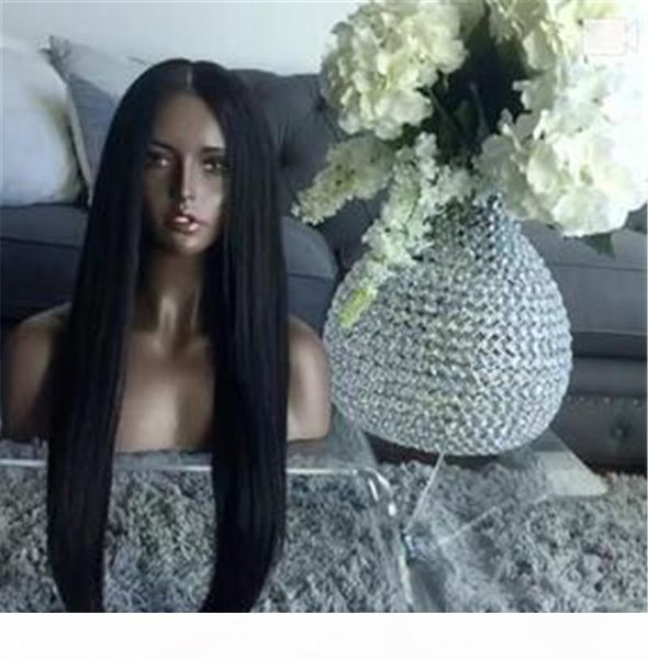

silky straight full lace human hair wigs straight peruvian full lace wig glueless lace front wig for black women, Black;brown