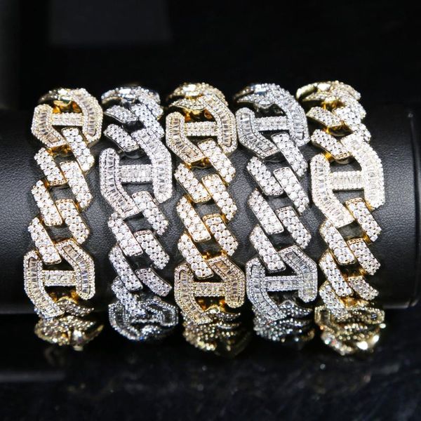 

2020new arrival bling iced out rapper bracelet full rhinestone cz miami 3:1 cuban link chain bracelet for hip hop jewelry, Golden;silver
