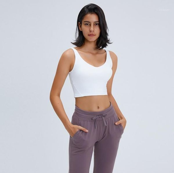 

gym clothing women high impact sports bra v-neck tank push up female fitness sportswear running yoga s20541, White;black