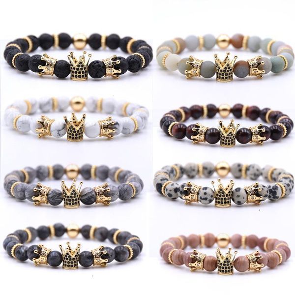 

fashion drop bracelet charm zircon volcanic natural beaded fba handmade crown inlaid bracelet multicolor shipping rock support bbyng, Golden;silver