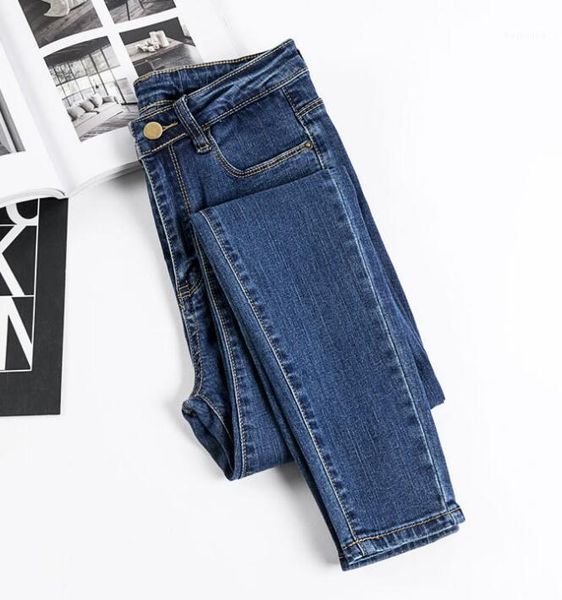 

for women high waist slim stretch jeans female denim skinny pencil pants ladies trousers blue black plus size 20201
