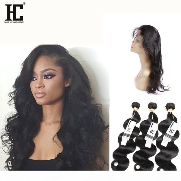 

hc hair pre plucked malaysian 360 lace frontal with bundle malaysian straight hair 360 lace frontal closure with bundles 360 lace frontal, Black;brown