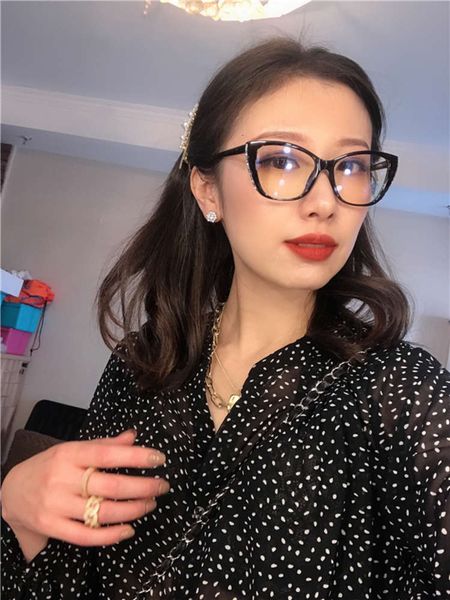 

new french commuting flash powder 20 rimmed black blue glasses lady, White;black