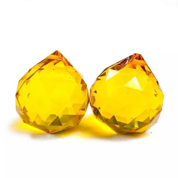

30mm chandelier parts suncatcher prism ball hanging yellow crystal ball prism faceted rainbow maker for window wedding decor h wmtbbp