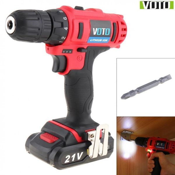 

voto ac 100 - 240v cordless 21v two-speed electric screwdriver / drill with max lithium battery and power display light1