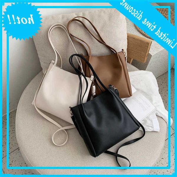 

fashion retro pu leather for women solid color handbags lady large capacity shopping totes shoulder bags