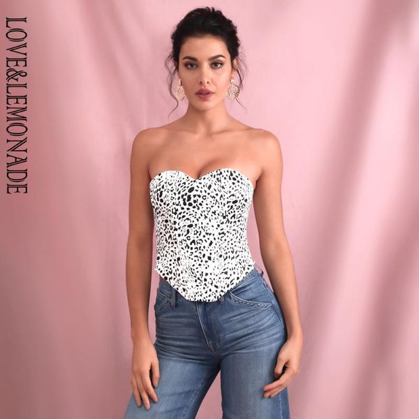 

women's tanks & camis love&lemonade bandeau bodycon white leopard print (with support) lm81760-2