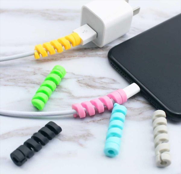 

10pcs spiral cable protector desk set earphone cable organizer wire data line holder winder wrap cord desk access sqchgm bdenet