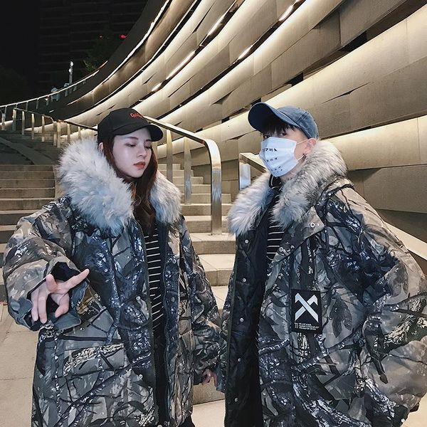 

2021 new hat for men korean version of male fashion winter loose thickening couples camouflage jacket 4mow, Black