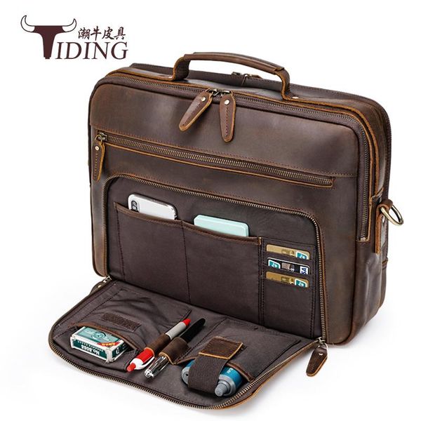 

men's business briefcases bag cow leather man vintage casual laphandbag bags male travel hand tote briefcase bag