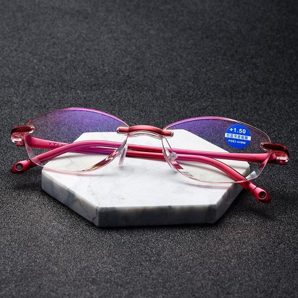 

sunglasses frameless reading glasses women fashion young anti-blue female ultra light +100+150+200+250+300+350+400 y17, White;black